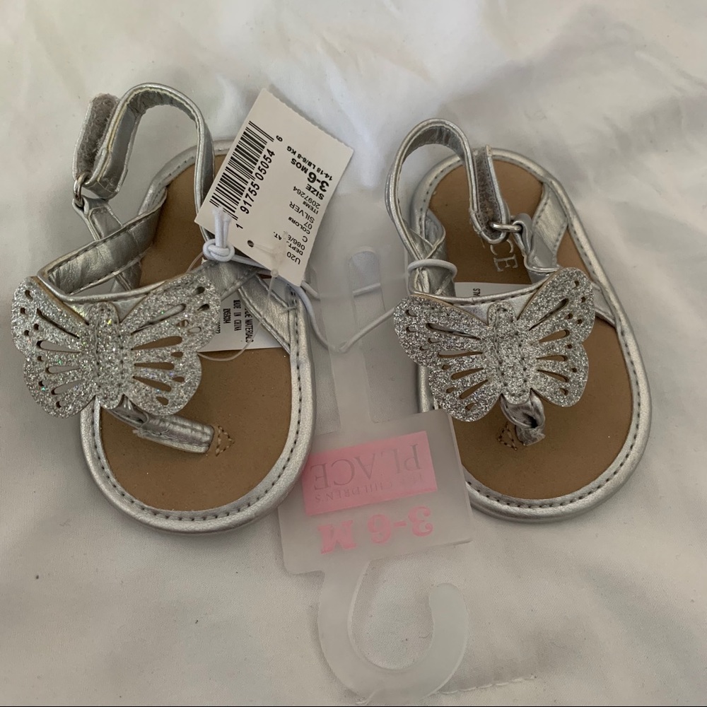 Glitter butterfly sandals - silver